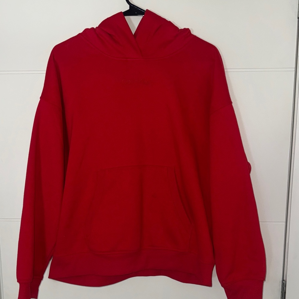 Calvin Klein Men's Red Crewneck Hoodie Sweatshirt